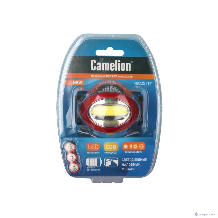 Camelion LED5382   (фонарь налобн, черн., COB, 4 реж, 3XLR03 в компл, пласт, откр. блист)
