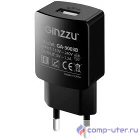 GINZZU GA-3003B, СЗУ 5В/1200mA, USB, черный
