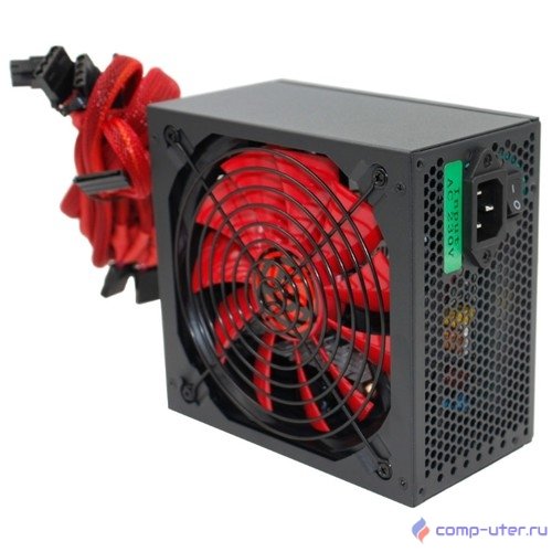 Ginzzu PC600 14CM(Red) 80+ black,APFC,24+4p,2 PCI-E(6+2), 5*SATA, 4*IDE,оплетка, кабель питания,цветная коробка