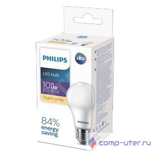 Philips Лампа светодиодная LEDBulb LED 10Вт E27 3000K 230VA60 RCA EcoHome (929001955307)