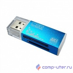 USB 2.0 Card reader CBR Human ("Glam") CR-424, синий цвет, All-in-one, Micro MS(M2), SD, T-flash, MS-DUO, MMC, SDHC,DV,MS PRO, MS, MS PRO DUO