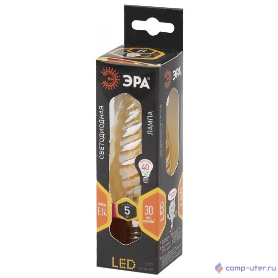 ЭРА Б0027941 Светодиодная лампа свеча витая золотая F-LED BTW-5w-827-E14 gold