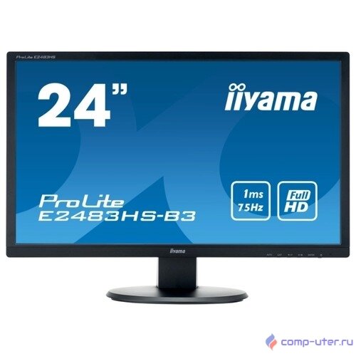 IIYAMA 24" E2483HS-B3 черный {TN 1920х1080, 1ms 250cd/m2, 170°/160°, 80М:1, HDMI D-Sub DisplayPort}