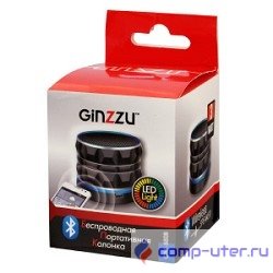 Ginzzu GM-880B (3Вт, 100Гц-20КГц, 300мАч, AUX, microSD, USB-flash, FM-радио, светодиодная подсветка музыкального сопровождения, цвет: черный) 