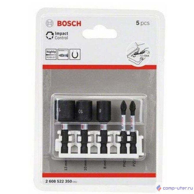 Bosch 2608522350 Торц.ключи 8-13мм, уд.биты 50мм,PH2,PZ2