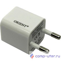 Orient Зарядное устройство USB от эл.сети PU-2301, DC 5V, 1000mA, размер 26х26х28мм, белый 
