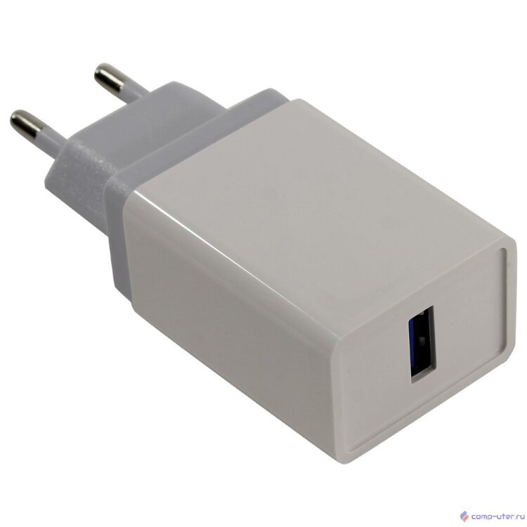 ORIENT QC-12V1W, Сетевое зарядное устройство с функцией быстрой зарядки, поддержка Quick Charge 3.0, USB выход: 5В,3.0A или 9В,1.67А или 12В,1.25А, цвет белый (30649)