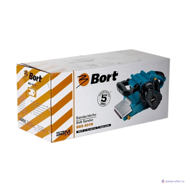 Bort BBS-801N Машина шлифовальная ленточная [93728007] { 800 Вт, 260 Об/мин, 3.1 кг, набор аксессуаров 3 шт }