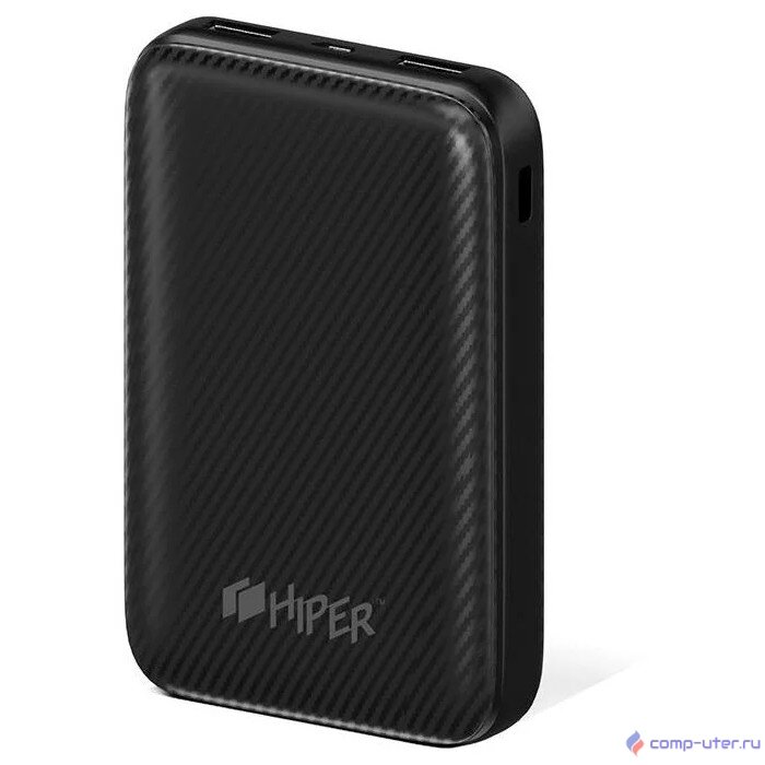 HIPER SPX10000 BLACK Мобильный аккумулятор  Li-Pol 10000mAh 3A+3A+3A 2xUSB 1xType-C черный