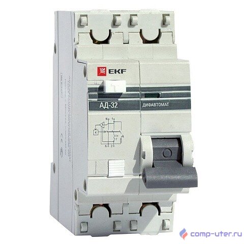 EKF DA32-16-30-pro Дифференциальный автомат АД-32 1P+N 16А/30мА (хар. C, AC, электронный, защита 270В) 4,5кА EKF PROxima