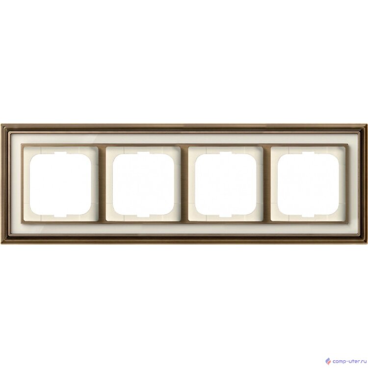 ABB 1754-0-4583 Рамка 4-постовая, серия Династия, Латунь античная, белое стекло   
