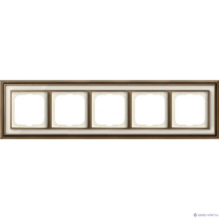 ABB 1754-0-4584 Рамка 5-постовая, серия Династия, Латунь античная, белое стекло   