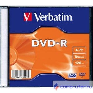 Verbatim  Диски DVD-R Verbatim 16-x, 4.7 Gb, (уп 20 шт) (43547)