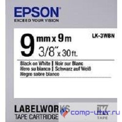 EPSON C53S653003 Термотрансферная лента для Epson LK-3WBN (9мм x 9м, Black on White) 