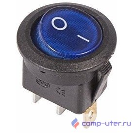 Rexant 36-2571 Выключатель клавишный круглый 250V 6А (3с) ON-OFF синий  с подсветкой  