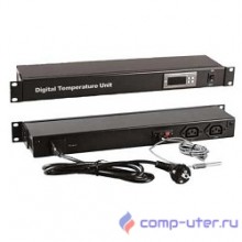 Hyperline TMPY2-230V-RAL9004 Микропроцессорная контрольная панель,1U, для всех шкафов 19'', подключение до двух устройств, цвет черный (RAL 9004)