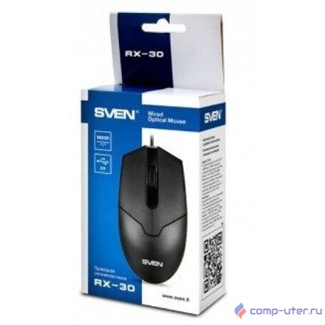SVEN RX-30 USB чёрная {2+1кл. 1000DPI, цвет. картон, каб. 2м.}
