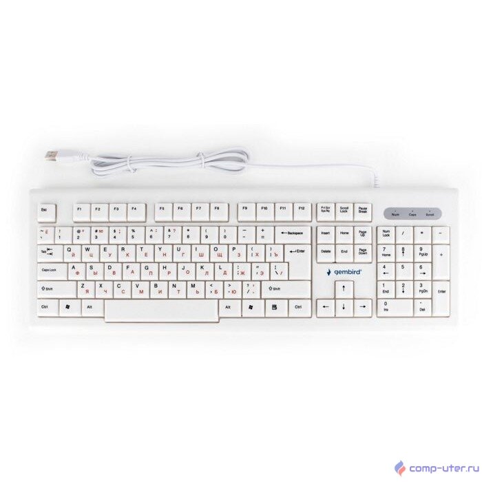 Клавиатура Gembird KB-8354U, USB, бежевый/белый, 104 клавиши, кабель 1,45м					
