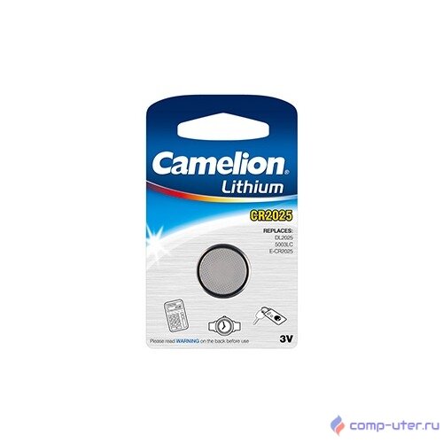 Camelion CR2025 BL-1 (CR2025-BP1, батарейка литиевая,3V) (1 шт. в уп-ке) 