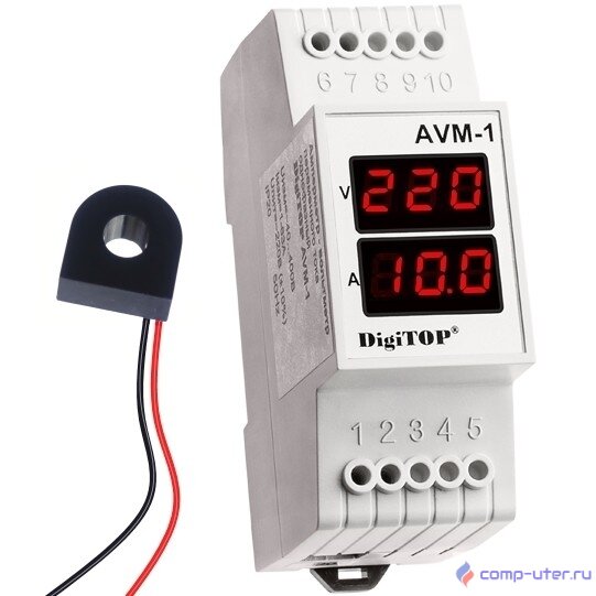 DigiTOP AVM-1 Амперметр-вольтметр на DIN-рейку, однофазный, 1...63А, 40-400В