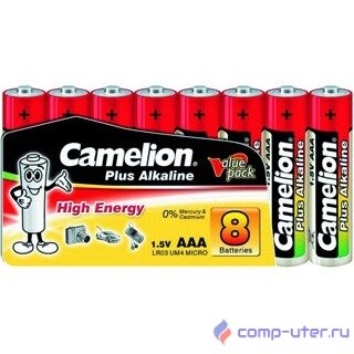 Camelion  LR03  Plus Alkaline SP8 (LR03-SP8, батарейка,1.5В) (8 шт. в уп-ке)