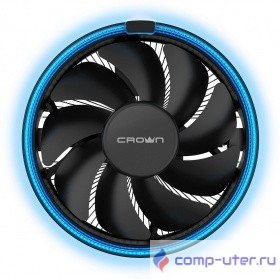 CROWN Кулер для процессора CM-1151PWM BLUE(Сокет AM4 Ready, 115X, 775, TDP до 115 Ватт, коннектор 4pin PWM, Синяя подсветка, Размер: 126(L)*126(W)*70(H)мм)