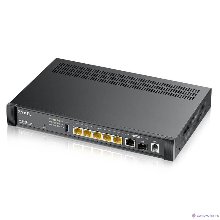 ZYXEL SBG5500-A-ZZ0101F Маршрутизатор SBG5500-A, 4xWAN (RJ-45 GE, SFP, LAN/WAN GE, RJ11 ADSL2+ Annex A, USB3.0 поддержка 3G/4G USB-модемов), 4xLAN GE, 50 VPN туннелей