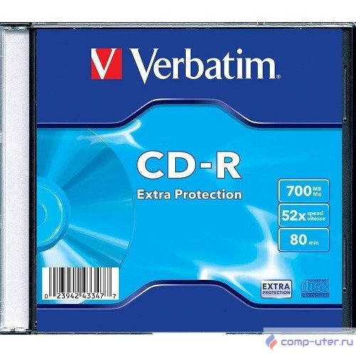 Verbatim Диски CD-R 700Mb 80 min 48-х/52-х (Slim case)[43347]