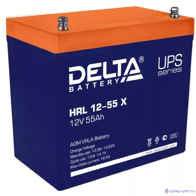Delta HRL 12-55 X (55 А\ч, 12В) свинцово- кислотный  аккумулятор