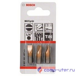 Bosch 2607001497 3 БИТ 25ММ S 1.6Х8.0 TIN