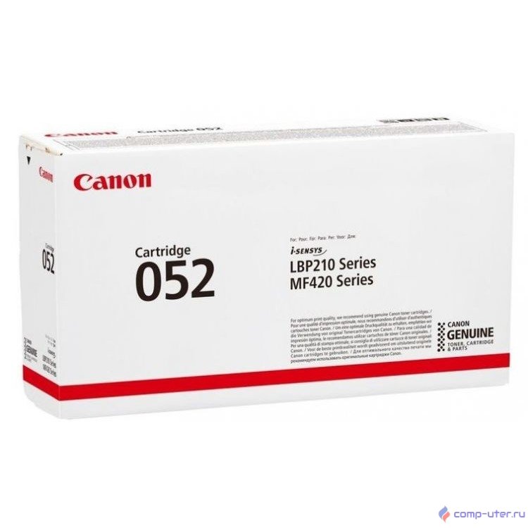 Canon Cartridge 052Bk 2199C002 Тонер-картридж для Canon MF421dw/426dw/428x/429x, LBP 212dw/214dw/215x  (3100 стр.) чёрный (GR)