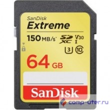 Флеш-накопитель Sandisk Карта памяти SanDisk Extreme SDXC Card 64GB 150MB/s V30 UHS-I U3