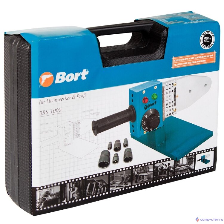 Bort BRS-1000 Аппарат для сварки труб [91271174] { 1000 Вт, 220 - 240 В, 1, 5 кг, набор аксессуаров 6 шт }