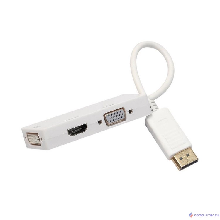 ORIENT Кабель-адаптер  DisplayPort M C309W -> HDMI/ DVI-I/ VGA, длина 0.2 метра, белый (30742)