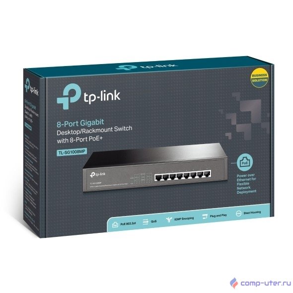 TP-Link TL-SG1008MP 8-портовый настольный/монтируемый в стойку гигабитный коммутатор с 8 портами PoE+ SMB