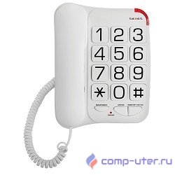 TEXET TX-201 белый { проводной, повторный набор номера, кнопка выключения микрофона, регулятор громкости звонка, белый}
