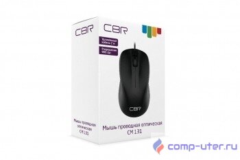 CBR CM 131 Black, Мышь проводная, оптическая, USB, 1000 dpi, 3 кнопки и колесо прокрутки, ABS-пластик, длина кабеля 2 м, цвет чёрный