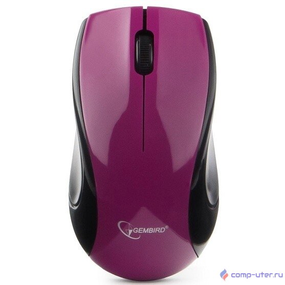 Gembird MUSW-320-P фиолетовый {Мышь беспроводная, 2 кнопки+колесо-кнопка, 1000 DPI, 2.4ГГц, батарейки в комплекте, блистер}