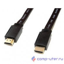 5bites APC-185-001 Кабель  HDMI M / HDMI M V1.4b, высокоскоростной, ethernet+3D, зол.разъемы, плоский, 1м.