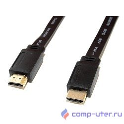 5bites APC-185-003 Кабель  HDMI M / HDMI M V1.4b, высокоскоростной, ethernet+3D, зол.разъемы, плоский, 3м.